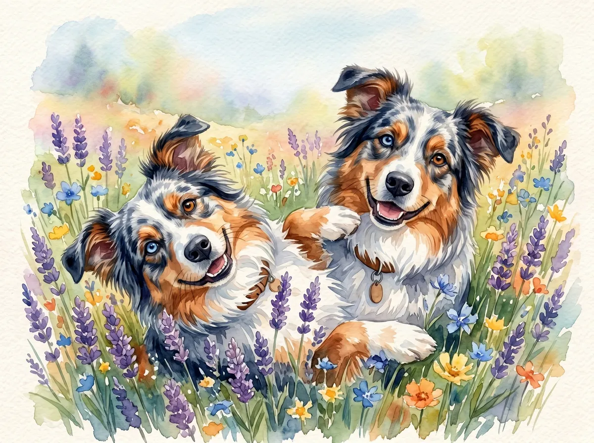 Australian Shepherd watercolor calendar month 5